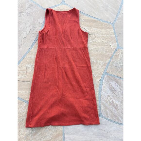 Madewell Midi Dress Size XXL Burnt Orange Etruscan Clay Ribbed Organic Cotton - Picture 6 of 7